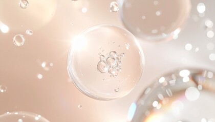 Fototapeta premium プラセンタ配合美容液の高保湿イメージ ヒアルロン酸とセラミドによる保水バリア表現 ジェネレーティブAI