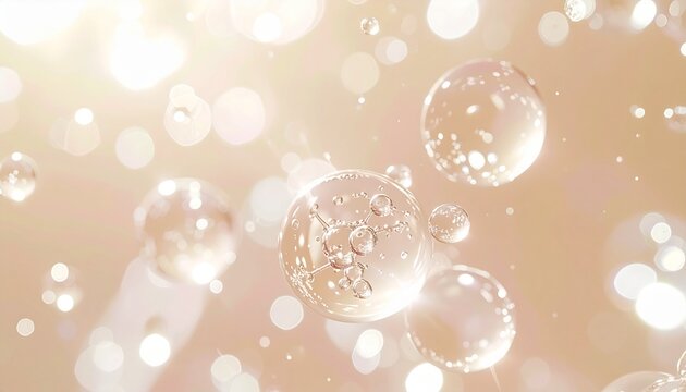 プラセンタ配合スキンケアの抽象ビジュアル ヒアルロン酸とセラミドで潤いを閉じ込めるイメージ ジェネレーティブAI