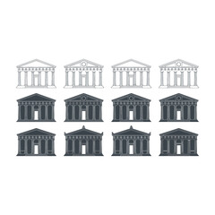 Black and white ancient greek roman architecture building models © AyatDesign