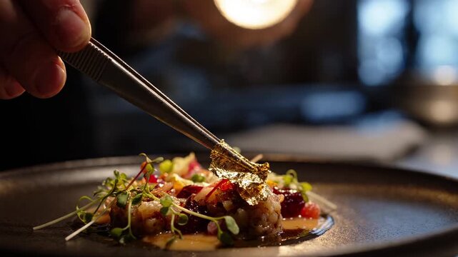 Chef's Tweezers Plating Gold Leaf