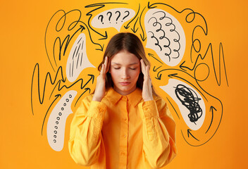 Feeling confused and overwhelmed with thoughts in bright background during indoor setting © fotofabrika
