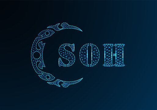 Low poly letter logo SOH design. SOH letter logo low poly vector design on blue color gradient background. SOH logo low poly design