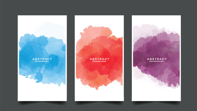 Abstract watercolor backgrounds a trio of vibrant color washes