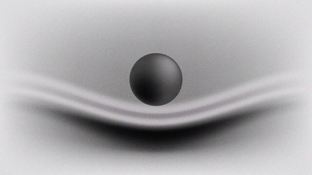 grayscale background with darker 3d ball   bouncing  . gray wallpaper with grain style texture. Modern gray color.