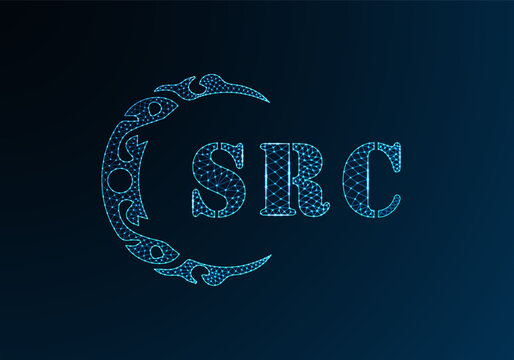 Low poly letter logo SRC design. SRC letter logo low poly vector design on blue color gradient background. SRC logo low poly design