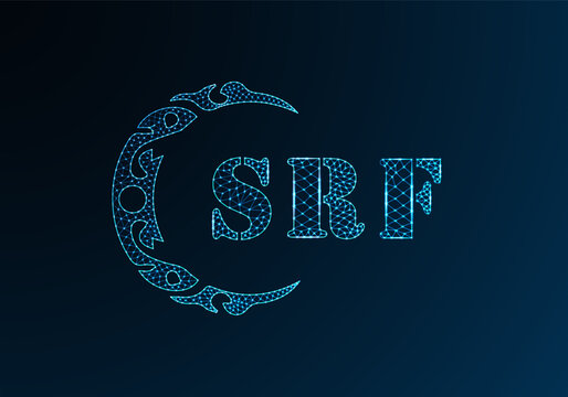 Low poly letter logo SRF design. SRF letter logo low poly vector design on blue color gradient background. SRF logo low poly design