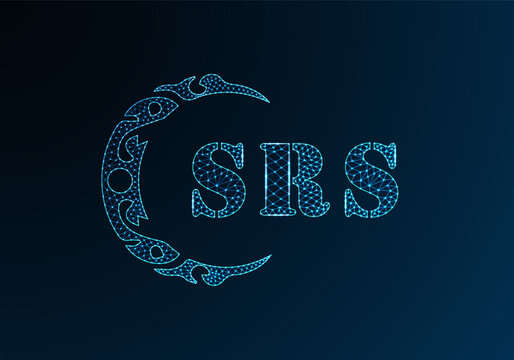 Low poly letter logo SRS design. SRS letter logo low poly vector design on blue color gradient background. SRS logo low poly design