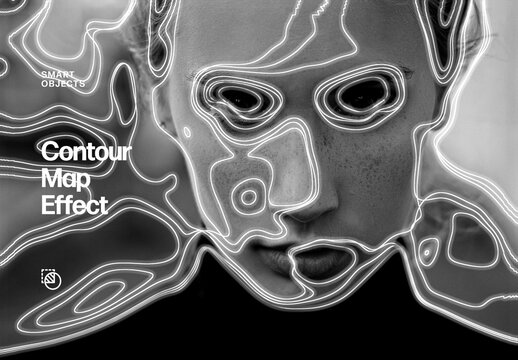 Contour Map Photo Effect &ndash; Monochrome for Album Cover & Social Media (PSD)