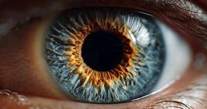 Human eye iris opening pupil extreme close up slow motion 60fps 4k