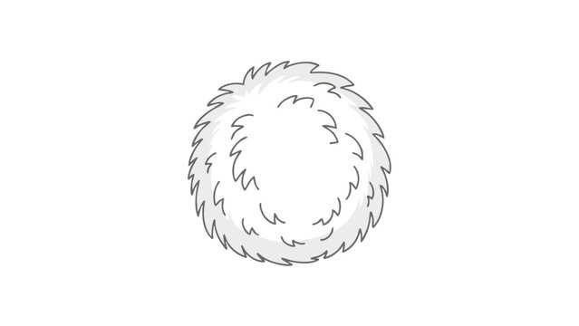 Fluffy White Pom Pom Icon, Soft Ball Graphic, Craft Supply Visual