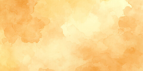 Warm orange watercolor background with soft blended clouds and creamy texture for design and artistic projects © Namira