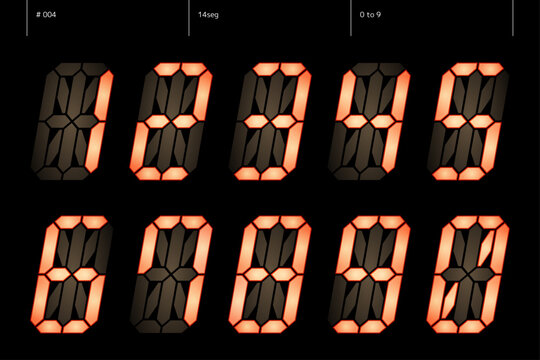 数字のデザインのセット　14seg