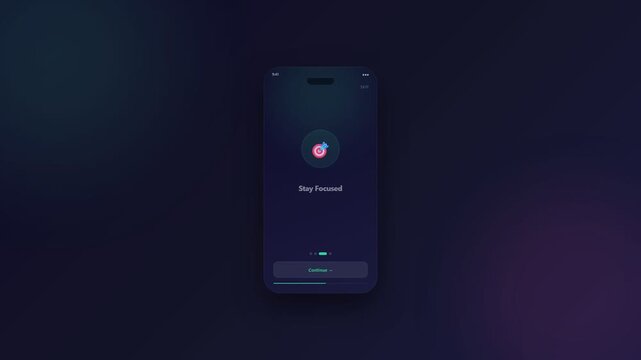 Mobile App Dark Onboarding Screen UI Animation 4 Slides Loop