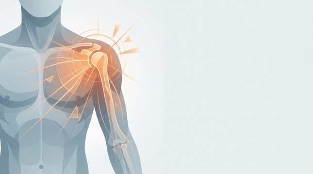 Illustration of a human shoulder experiencing pain and inflammation