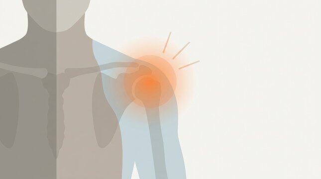 Illustration of a human shoulder joint experiencing pain and inflammation