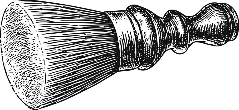 Vintage shaving brush detailed engraving classic grooming tool with wooden handle and dense bristles