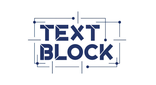 Blueprint text block, technical font design, engineering label, blue vector graphic