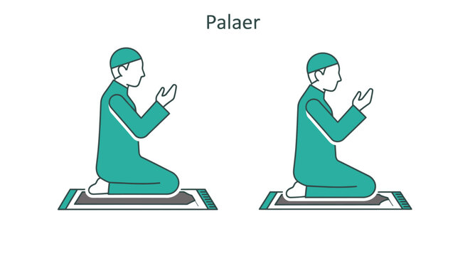 Muslim man kneeling on prayer mat performing salah