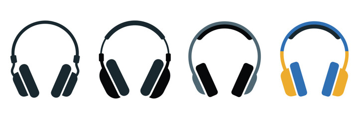Obraz premium Modern Headphone Icon with Simple and Elegant Design, Minimal Audio Symbol for Music, Entertainment, Podcast, and Streaming Applications, Clean Vector Illustration for UI and App Interfaces