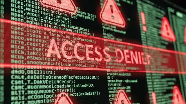 Abstract Cyber Attack Concept with Code Glitch and Warning Sign