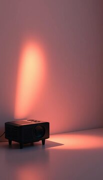 Subtle beam emanates from a stylized projector, casting a gentle glow on an unseen canvas,  icon,  eye level