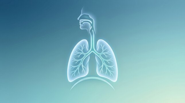 Abstract illustration of the human respiratory system and lungs with a gradient background