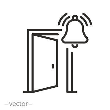 Opening Door Warning Icon. Reminder Close the Door. Outline Vector and Glyph.