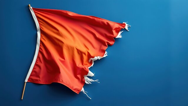 detractor. A torn flag fragment drifting away, its colors fading and shifting direction. wellbeing guides, coaching materials, designed for coaching and self-improvement content.