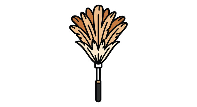 Classic feather duster icon for cleaning and housekeeping services vector illustration isolated on white