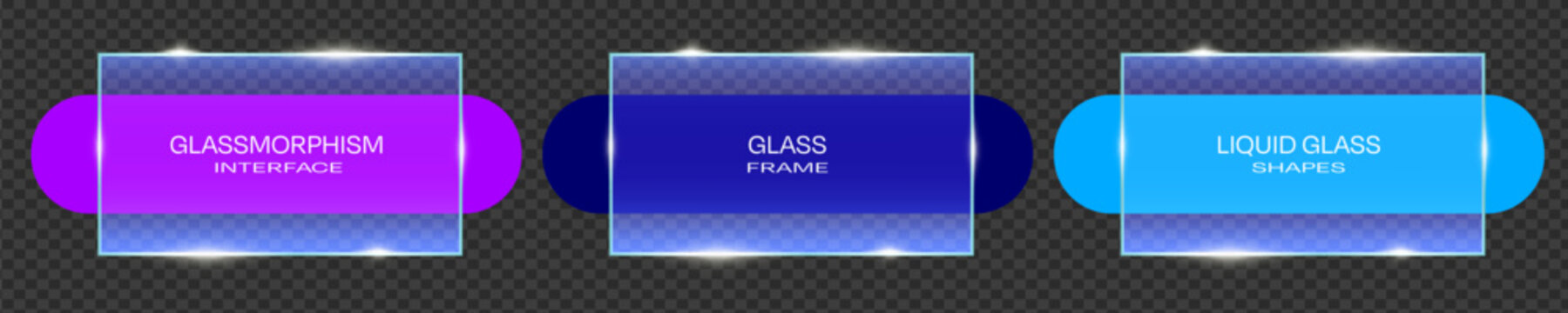 Modern glass button with transparent web interface design. Sleek box shape featuring blue light effects and tech-inspired frame for digital applications.