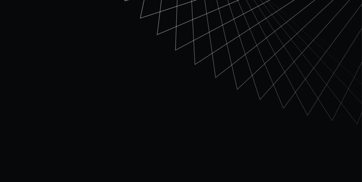 Abstract Radial Geometric Line Background with Corner Perspective in Minimal Black and White Design