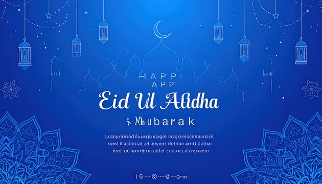 Eid ul adha eid ul fiter islamic greetings eid mubarak card design, Eid social media post, ramadhan eed Mubarak, elegant blue background Template