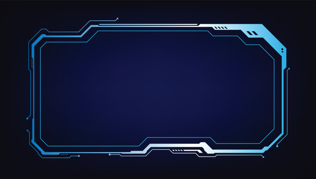 Futuristic Tech Interface: A striking, geometric interface design rendered in vibrant shades of blue, exuding an aura of innovation and advanced technology. The frame presents a sleek.
