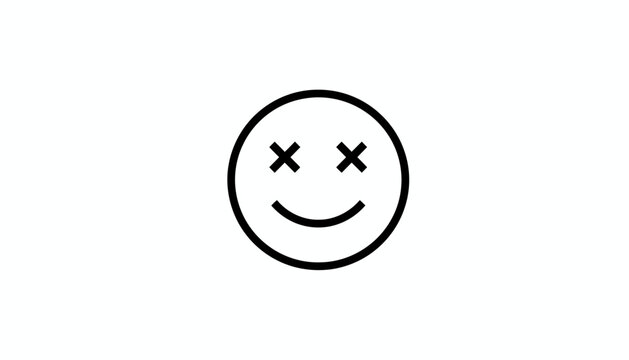 Simple line drawing of a smiley face with x eyes.