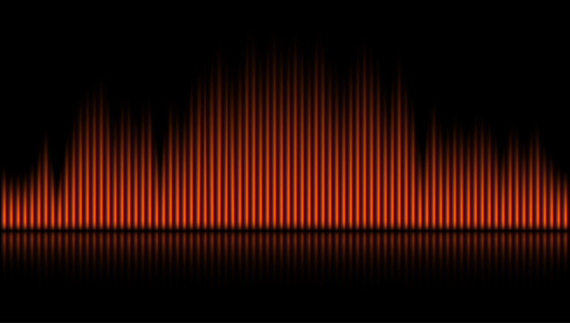Dynamic Sound Waves: A visually stunning graphic of vibrant sound waves pulses against a dark backdrop, creating an abstract representation of energy and rhythm. 