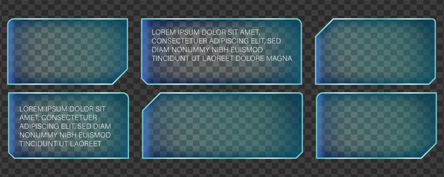  Transparent glass box with glowing text frame and liquid bubble effects for modern web UI design and futuristic tech interfaces