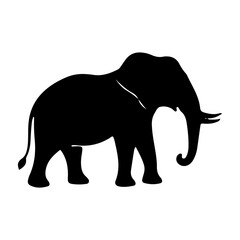 Obraz premium Black silhouette of an elephant on a white background