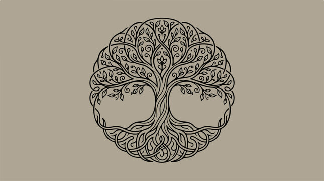 Decorative circular tree of life illustration.