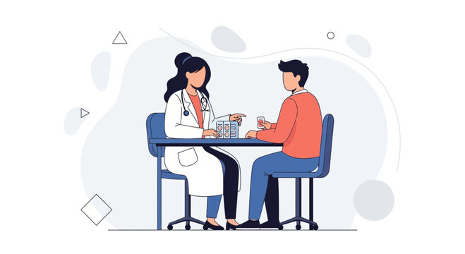 Doctor consulting patient in clinic, medical consultation, healthcare concept