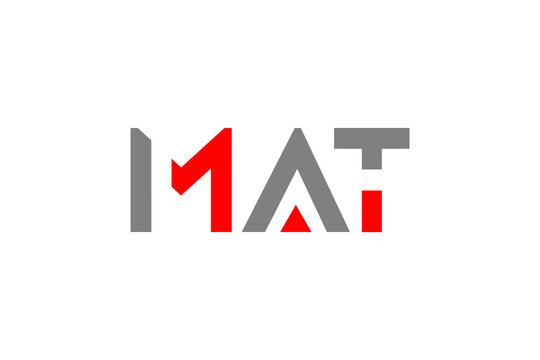 Modern Geometric MAT Logo Design: Minimalist Red and Grey Typographic Branding for Tech & Business