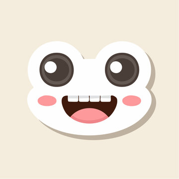 Cute Kawaii Frog Face Illustration