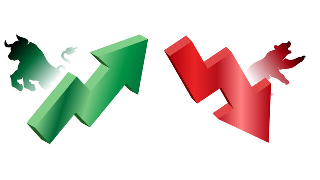Bull market and bear market financial symbol