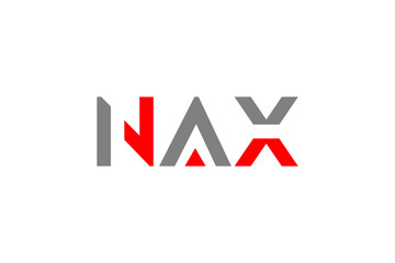 Obraz premium Cyber-Chic NAX Monogram: Radical Red & Slate Geometric Typeface for AI Tech and High-Speed Logistics