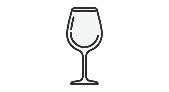 Minimalist Wine Glass Vector Illustration Outline Icon for Restaurant Menu and Drink Design