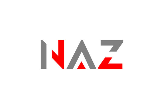 Modern NAZ Letter Logo: Red and Gray Geometric Monogram Design for Tech, Corporate and Startup Brands