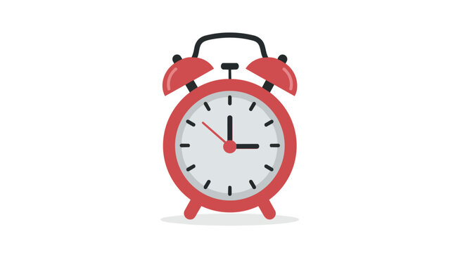 Red Vintage Twin Bell Alarm Clock Vector Illustration for Time Management and Morning Routine