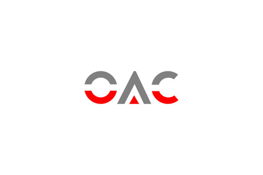 OAC Logo in Red and Gray Geometric Shapes for Modern Symmetrical Brand Identity