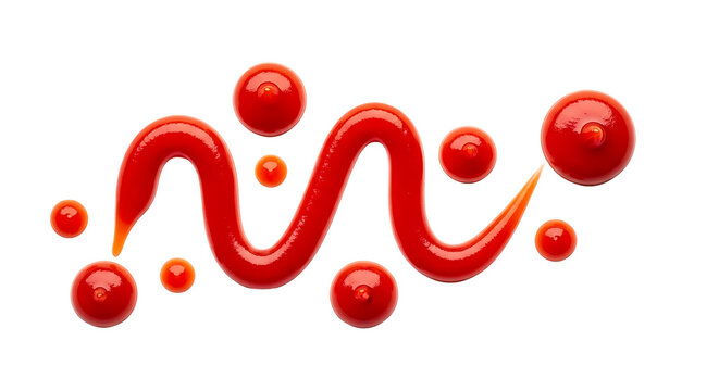 Red sauce splashes and drops PNG isolated on transparent background