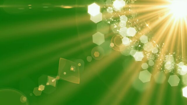 A vibrant green background is illuminated by a bright, radiating sunburst effect, creating a dynamic and visually appealing abstract image.