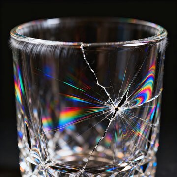 Macro Glass Resonance Sound Frequency Vibration Pattern Stress Lines Breaking